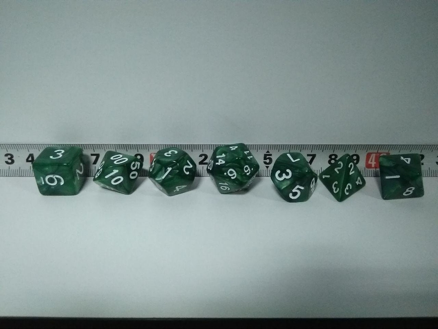 Набор кубиков 7шт: зелёный с белым МРАМОР (D00 D4 D6 D8 D10 D12 D20)