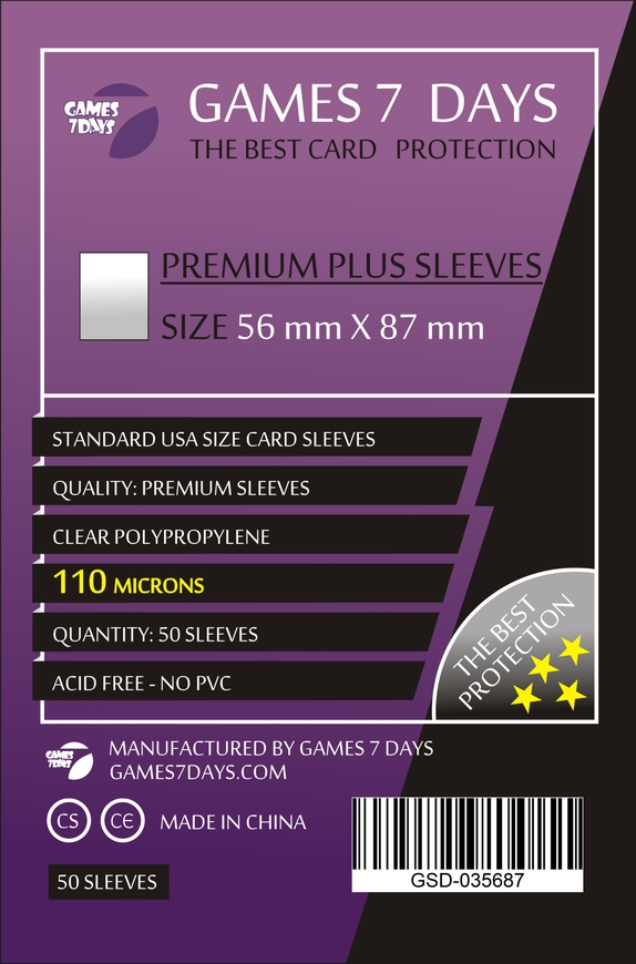 Протекторы Games7Days (56 х 87 мм) Premium Plus USA (50 шт)