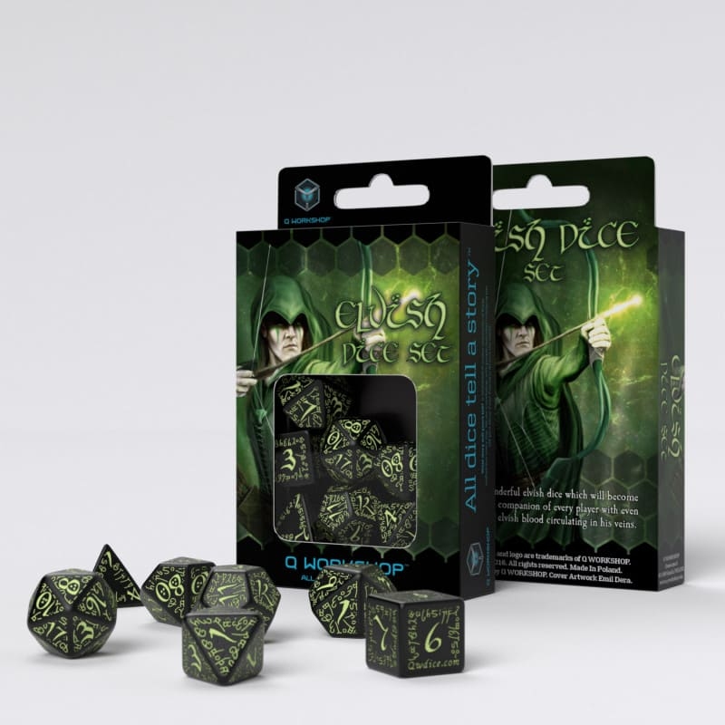 Набор кубиков Elvish Black & glow-in-the-dark Dice Set (7)