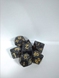 Набір кубиків 7шт: чорний з золотим МАРМУР (D00 D4 D6 D8 D10 D12 D20)