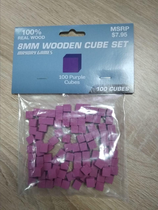 Кубик деревянный Mayday 8 мм - фиолетовый - 100 штук