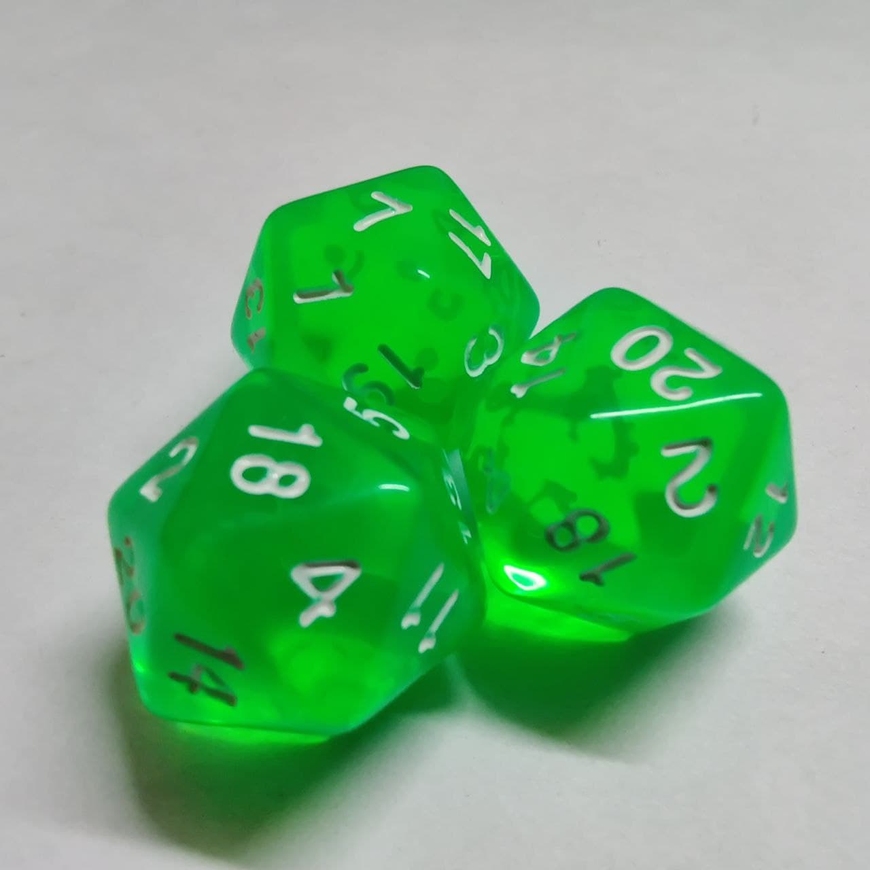 Кубик D20 Полупрозрачный Зеленый