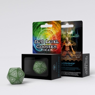 Кубик D20 Level Counter Green & white Die (1)