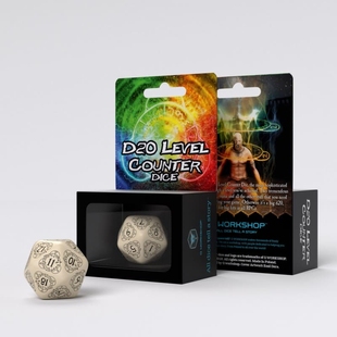 Кубик D20 Level Counter Beige & black Die (1)