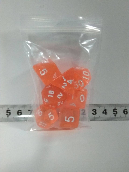 Набір кубиків 7шт: напівпрозорий помаранчевий (D00 D4 D6 D8 D10 D12 D20)