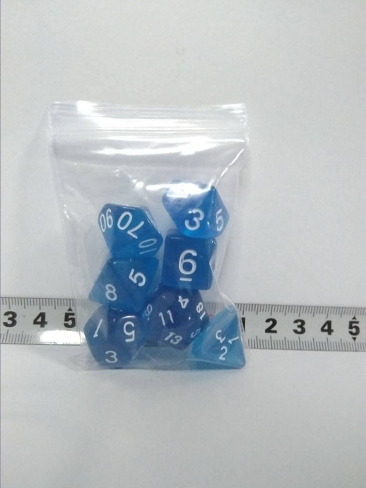 Набор кубиков 7шт: полупрозрачный синий (D00 D4 D6 D8 D10 D12 D20)