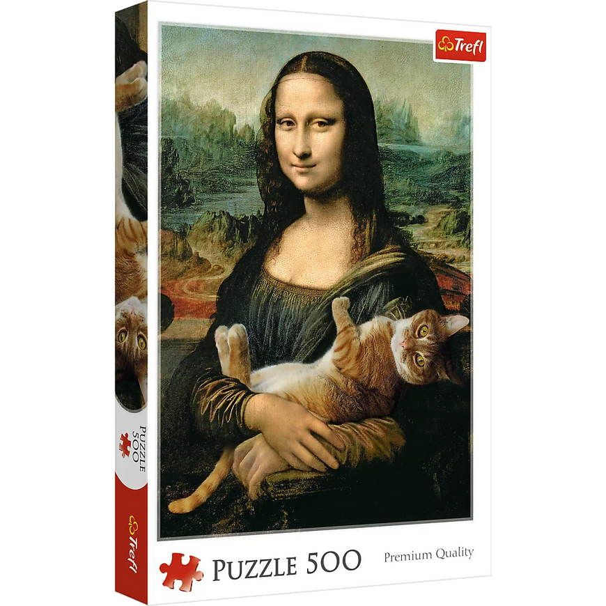 Пазл Мона Ліза та дрімаюче кошеня (500)