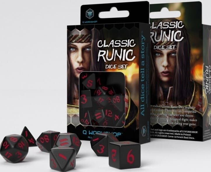 Набір кубиків Classic Runic Black & red Dice Set (7)