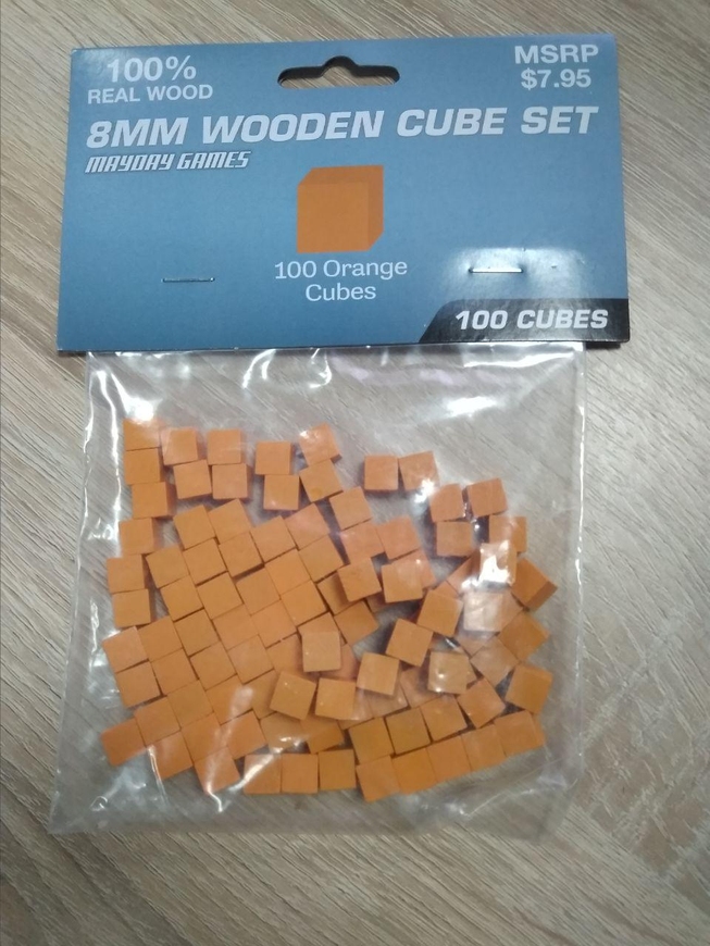 Кубик дерев'яний Mayday 8 мм - помаранчевий - 100 штук