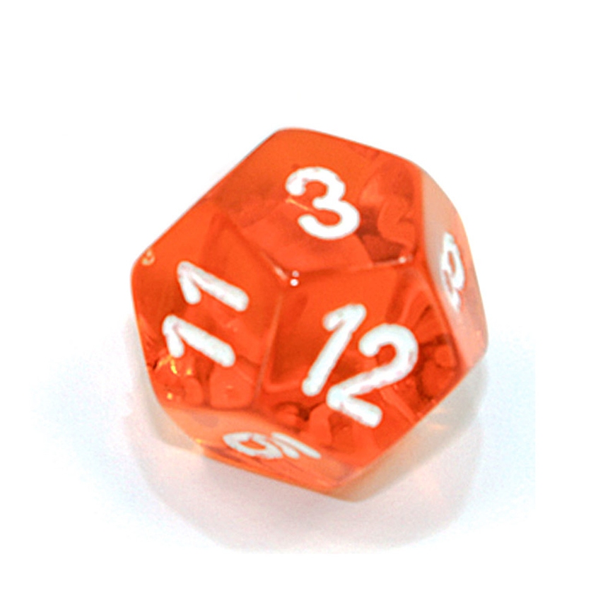Кубик D12 Полупрозрачный Оранжевый