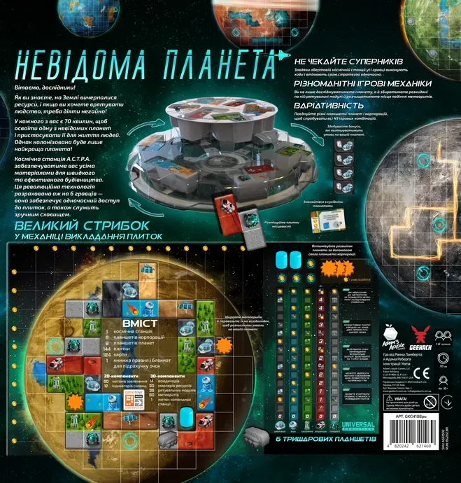 Планета та компоненти настільної гри
