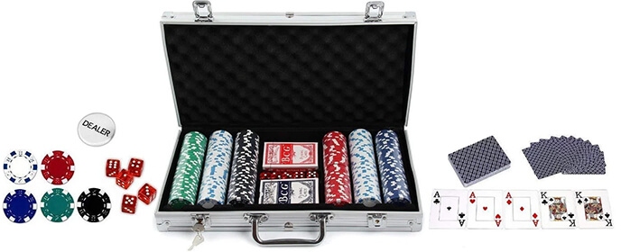 Набор для игры в покер в алюминиевом кейсе (300 фишек)