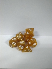 Набор кубиков 7шт: светло-коричневый с белым МРАМОР (D00 D4 D6 D8 D10 D12 D20)