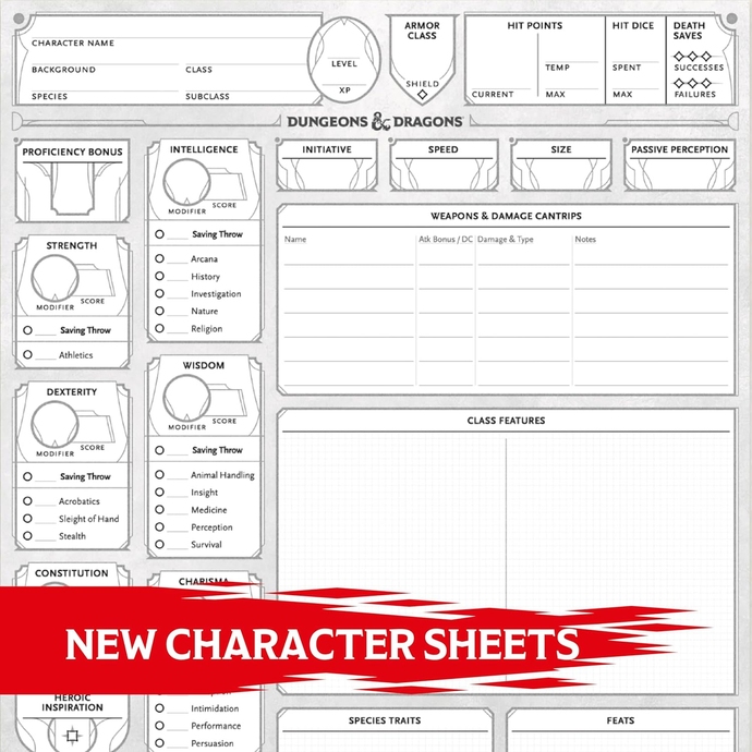 Dungeons & Dragons RPG - Character Sheets 2024