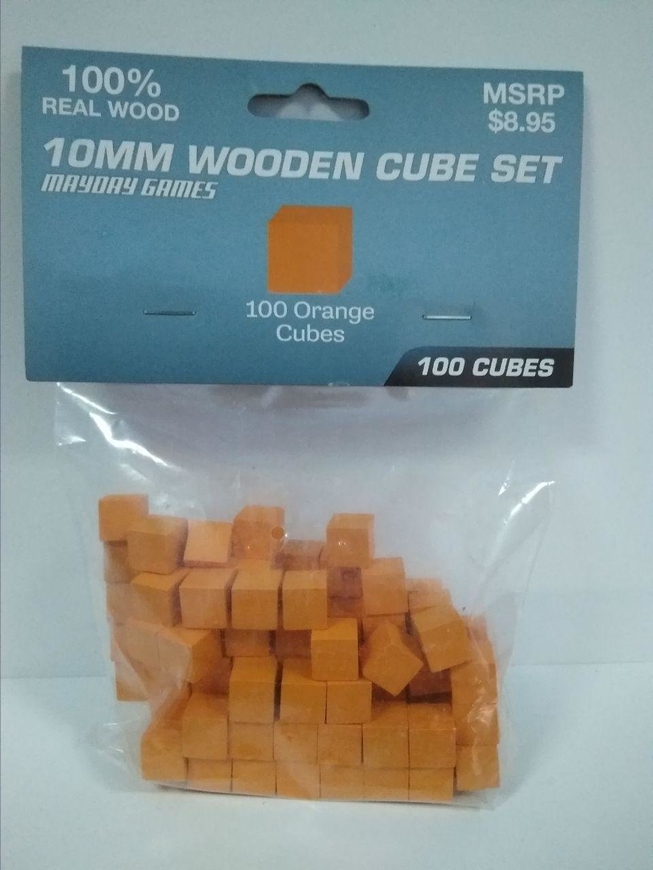 Кубик деревянный Mayday 10 мм - оранжевый - 10 штук