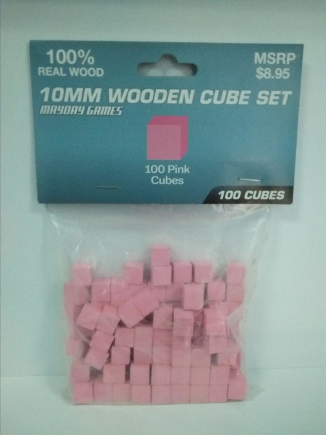 Кубик деревянный Mayday 10 мм - розовый - 10 штук