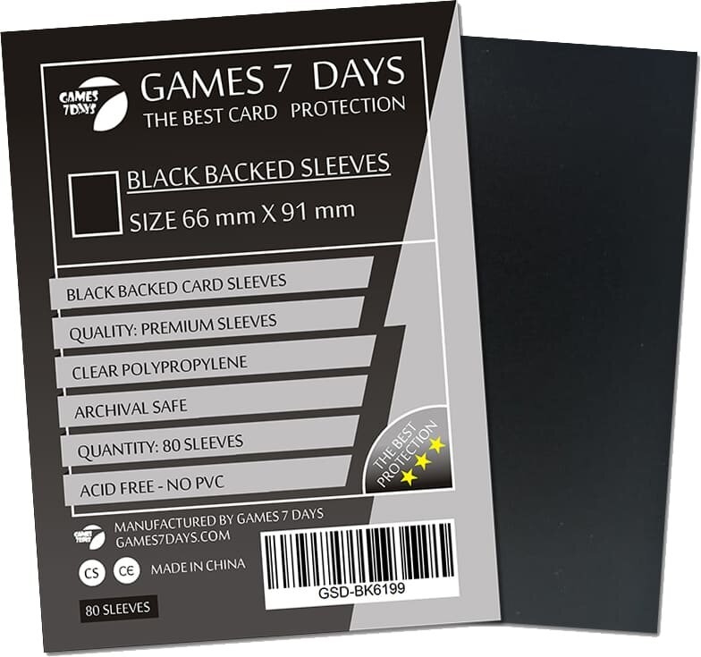 Протекторы Games7Days (66 х 91 мм / 63.5x88 мм) Black Premium MTG (80 шт)