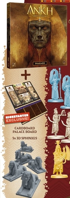 Ankh: Gods of Egypt - Pharaoh Expansion + Cardboard Palace Board & 3D Sphinxes