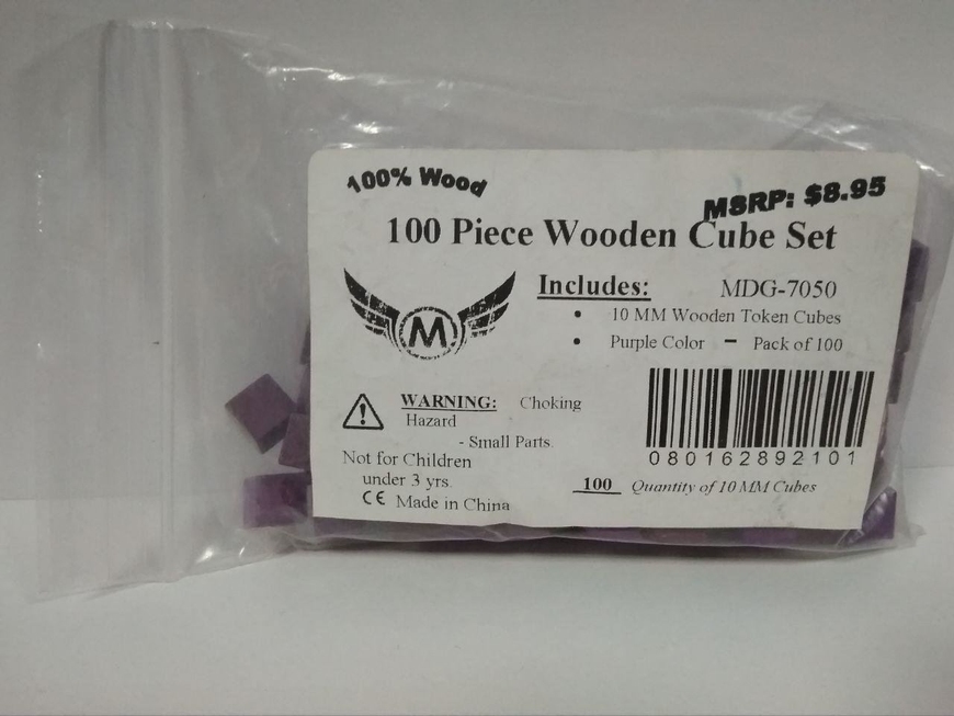 Кубик деревянный Mayday 10 мм - фиолетовый - 100 штук