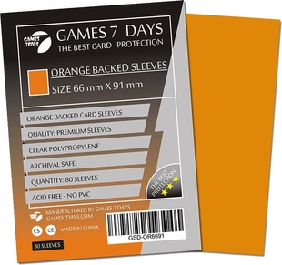 Протекторы Games7Days (66 х 91 мм / 63.5x88 мм) Orange Premium MTG (80 шт)