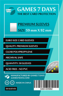 Протектори Games7Days (59 x 92 мм) Premium Euro Size (50 шт)