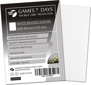 Протекторы Games7Days (66 х 91 мм / 63.5x88 мм) White Premium MTG (80 шт)