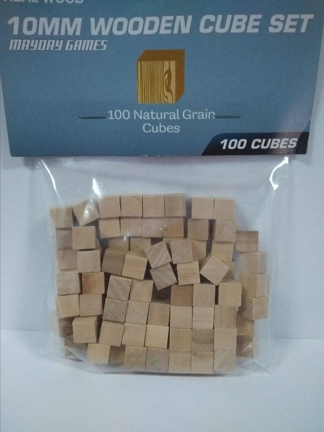 Кубик деревянный Mayday 10 мм - натуральный - 100 штук
