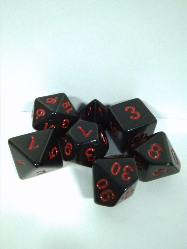 Набор кубиков 7шт: черный с красным классика (D00 D4 D6 D8 D10 D12 D20)