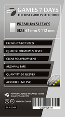 Протекторы Games7Days (61 х 112 мм) Premium French Tarot (50 шт)