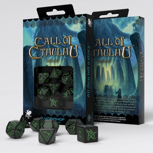 Набір кубиків Call of Cthulhu Black & green Dice Set (7)