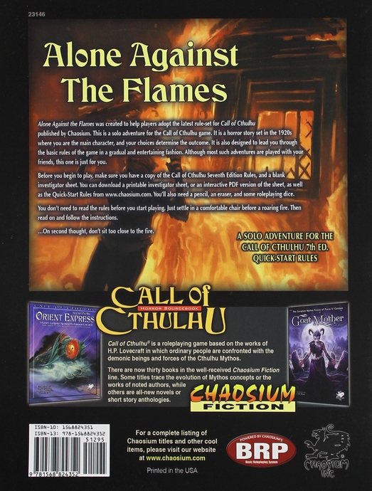 Alone Against the Flames: A Solo Adventure for Call of Cthulhu 7th Edition Rules