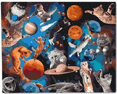 Картина за номерами. Коти у відкритому космосі