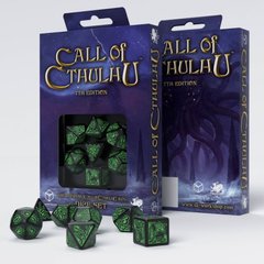 Набор кубиков Call of Cthulhu 7th Edition Black & green Dice Set (7)
