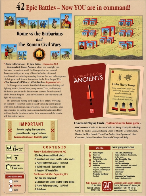 Commands & Colors: Ancients Expansions #2 and #3 – Rome vs the Barbarians; The Roman Civil Wars