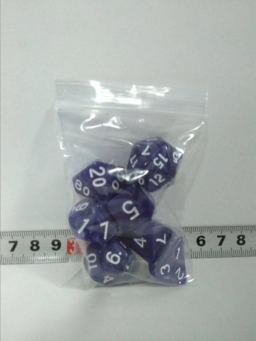 Набір кубиків 7шт: фіолетовий з білим МАРМУР (D00 D4 D6 D8 D10 D12 D20)