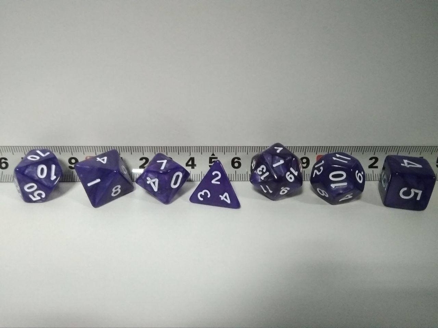Набор кубиков 7шт: фиолетовый с белым МРАМОР (D00 D4 D6 D8 D10 D12 D20)