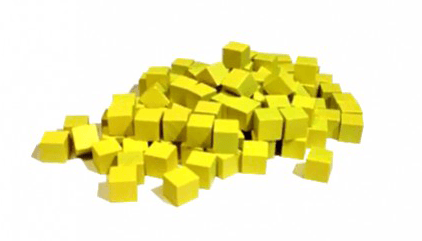 Кубик деревянный Mayday 10 мм - желтый - 100 штук